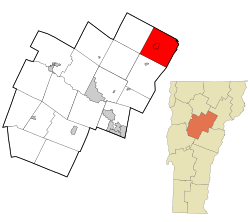 Washington County Vermont Incorporated and Unincorporated areas Cabot highlighted